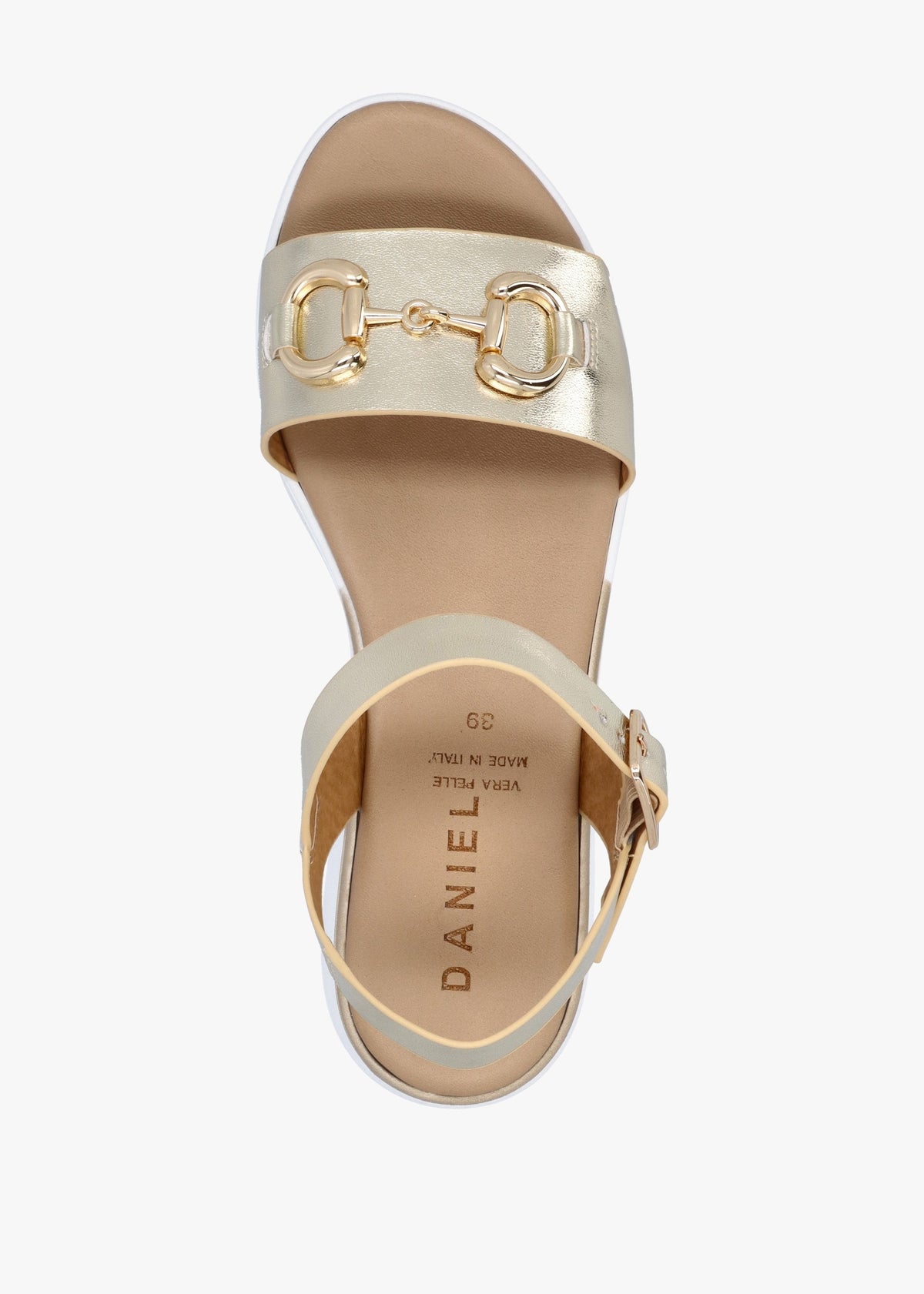 Rosnaf Gold Leather Snaffle Sandals