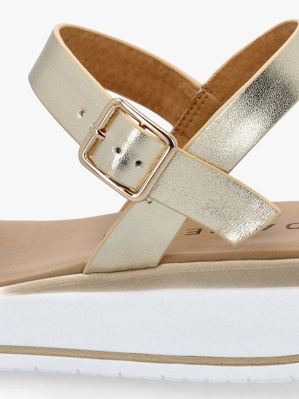 Rosnaf Gold Leather Snaffle Sandals