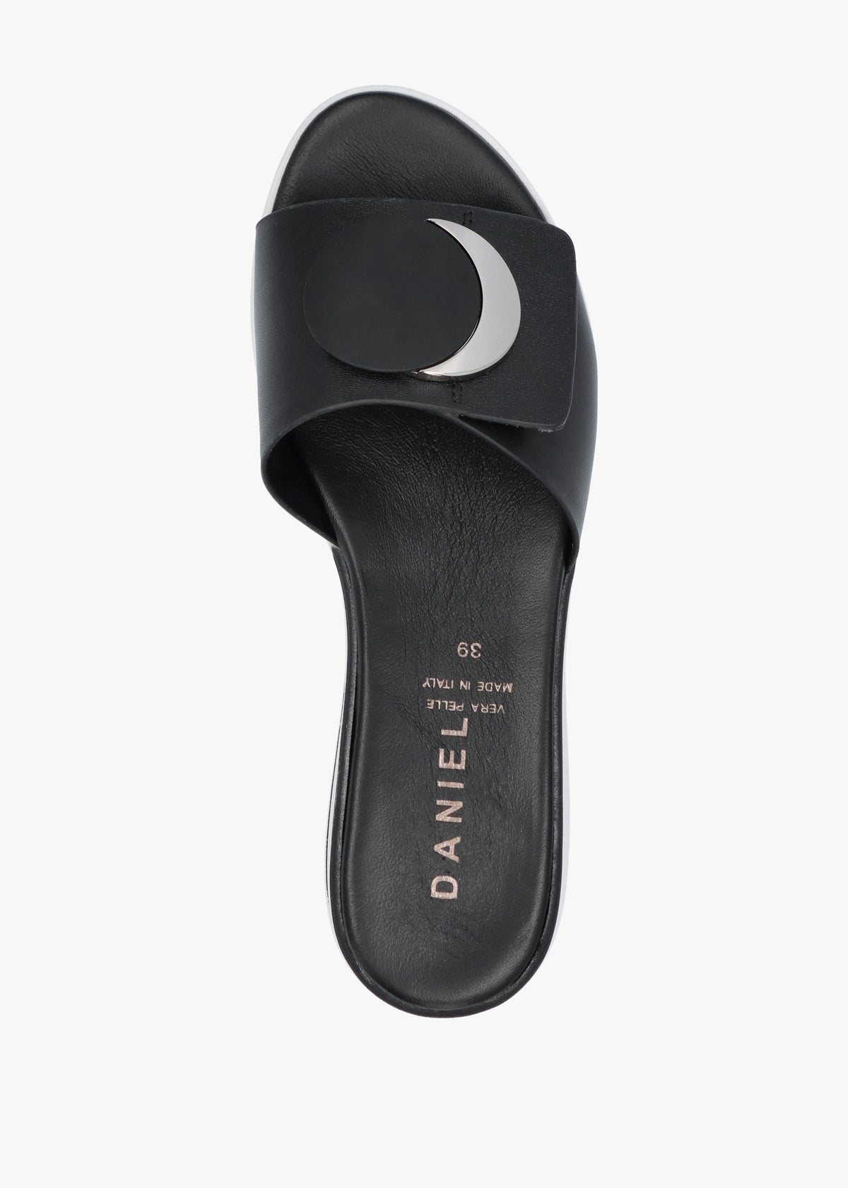 Romoon Black Leather Circle Moon Mules