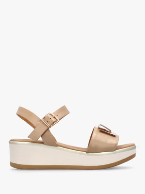 Rotrim Beige Leather Square Trim Sandals