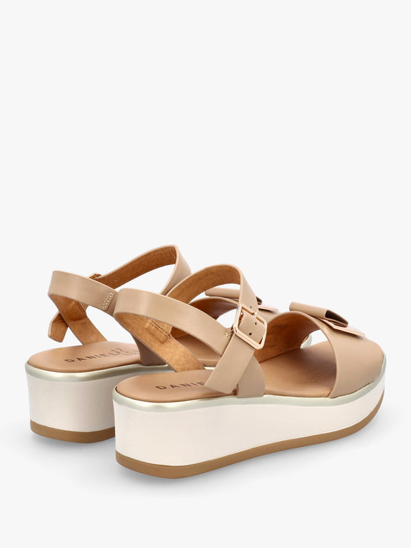 Rotrim Beige Leather Square Trim Sandals
