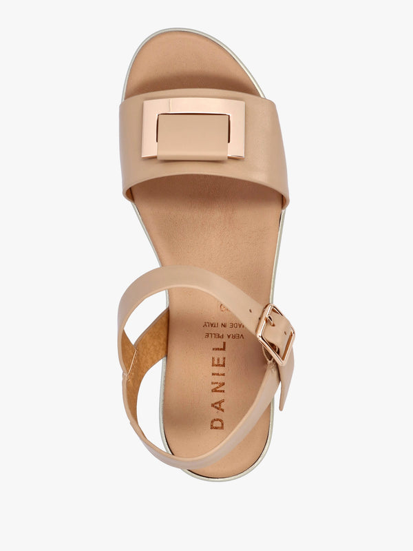 Rotrim Beige Leather Square Trim Sandals