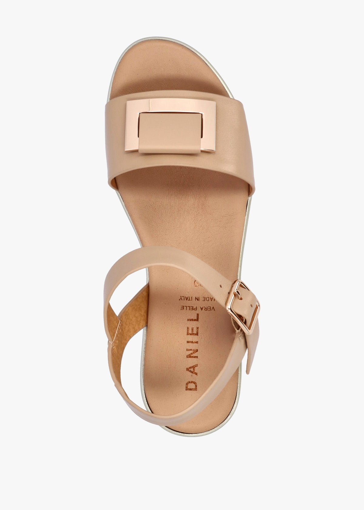Rotrim Beige Leather Square Trim Sandals