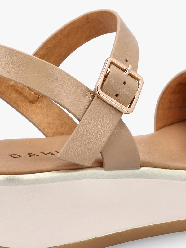 Rotrim Beige Leather Square Trim Sandals