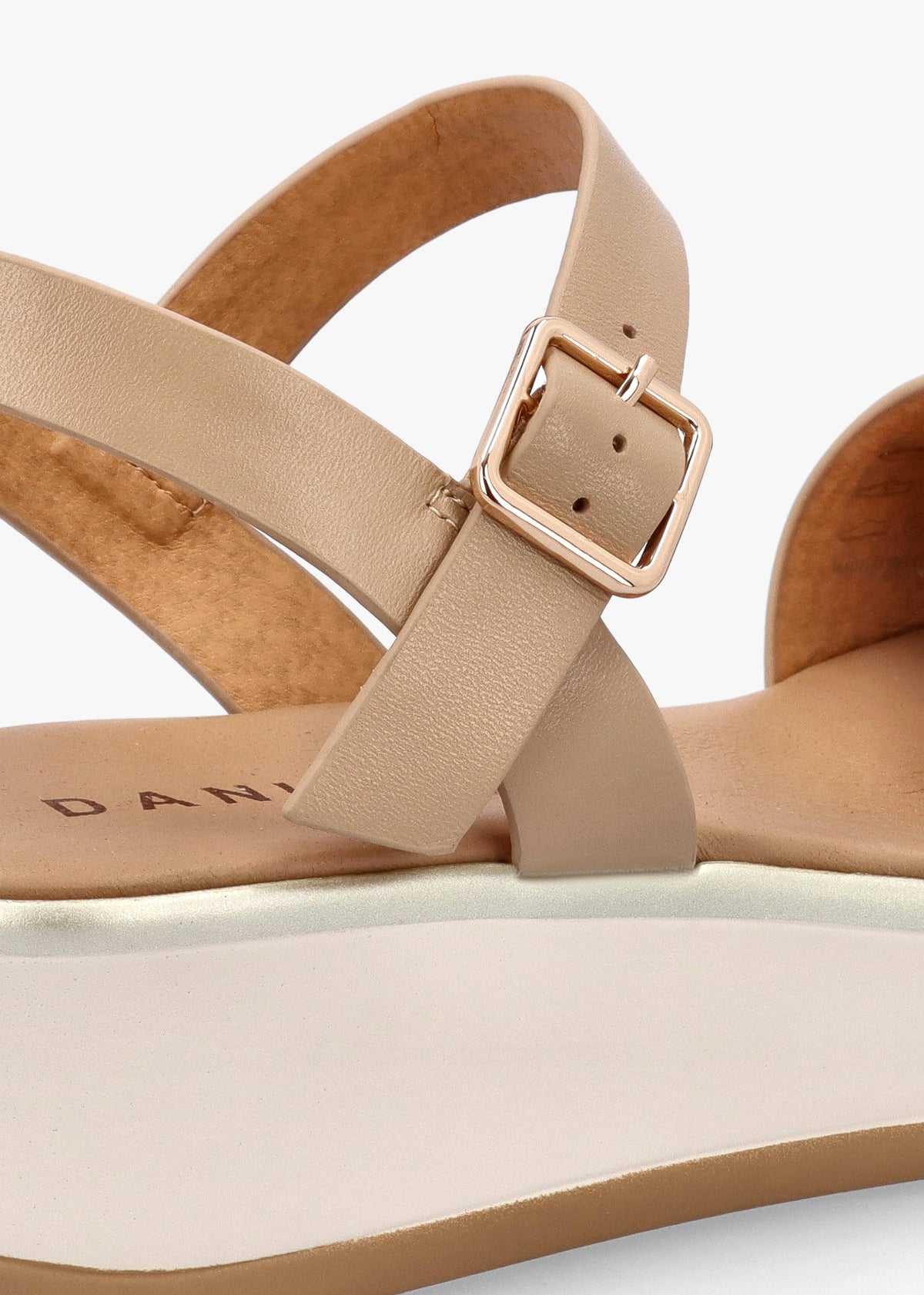 Rotrim Beige Leather Square Trim Sandals