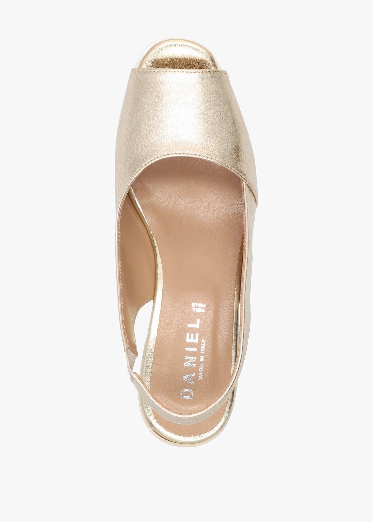 Canna Gold Leather Peep Toe Wedge Sandals