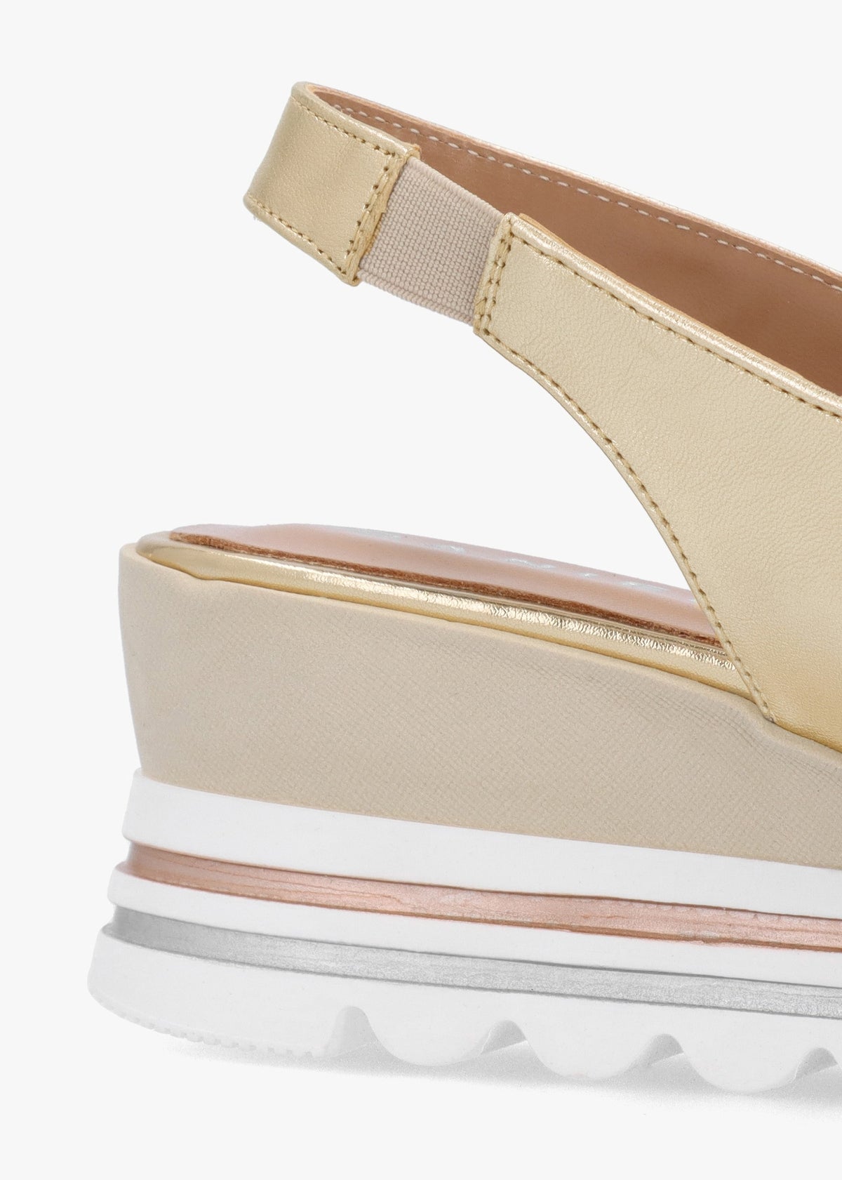 Canna Gold Leather Peep Toe Wedge Sandals