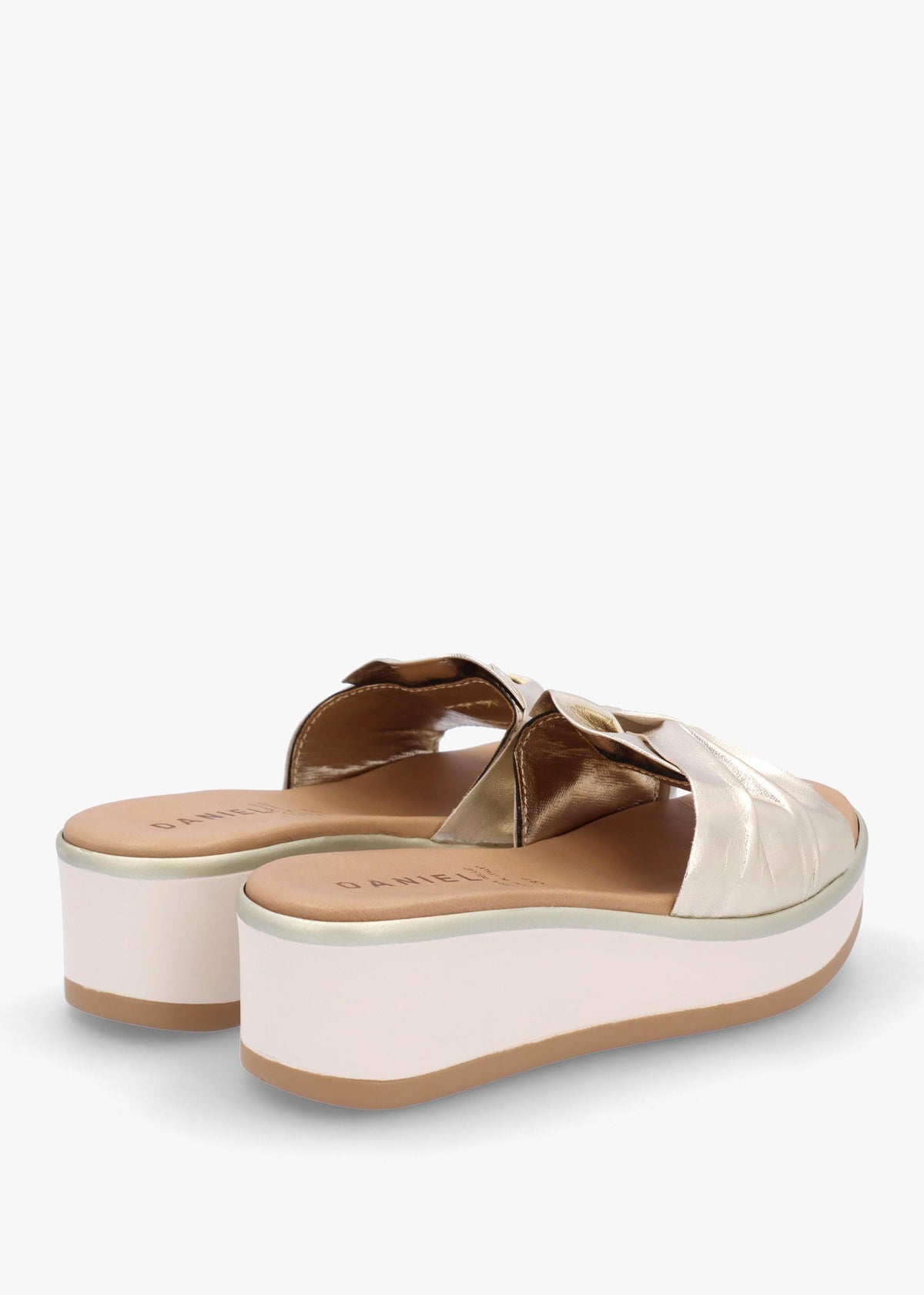 Robow Gold Leather Knot Top Mules