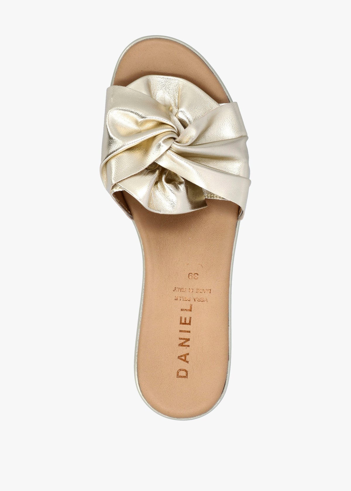Robow Gold Leather Knot Top Mules