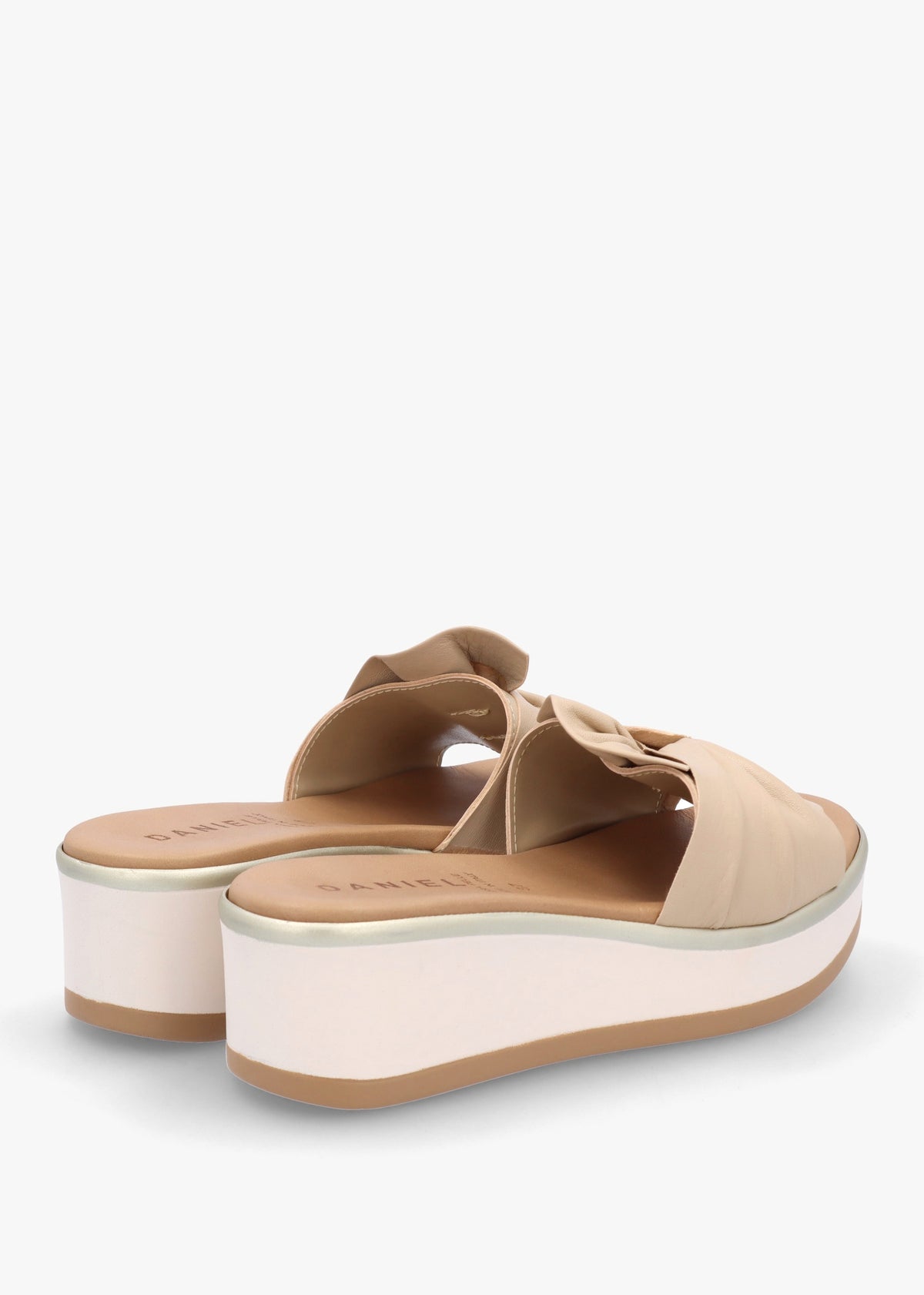 Robow Beige Leather Knot Top Mules