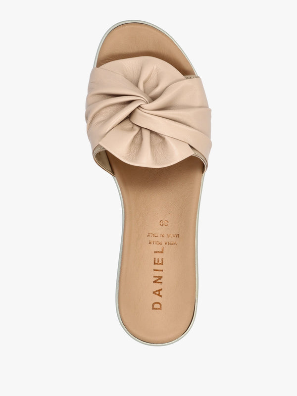 Robow Beige Leather Knot Top Mules
