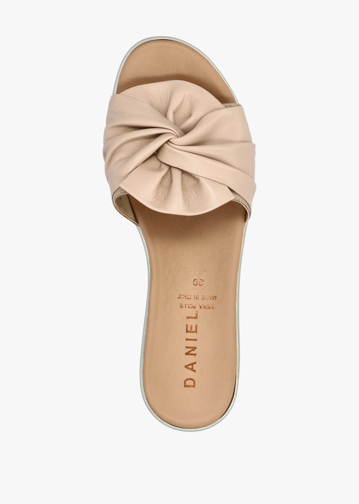 Robow Beige Leather Knot Top Mules