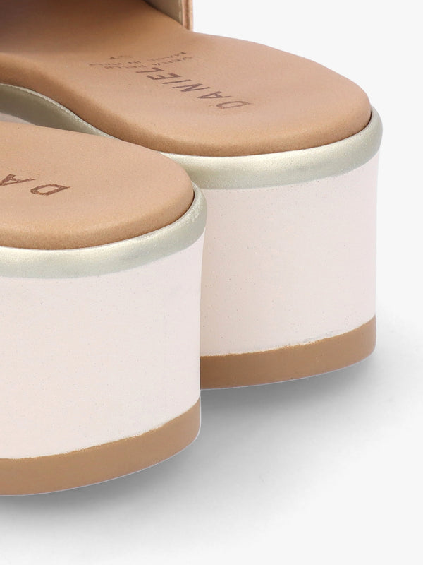 Robow Beige Leather Knot Top Mules