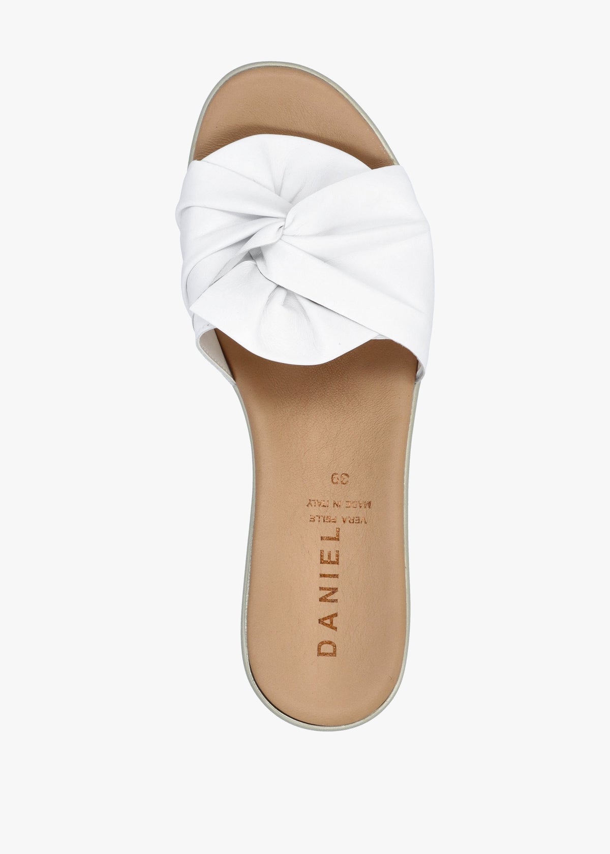 Robow White Leather Knot Top Mules