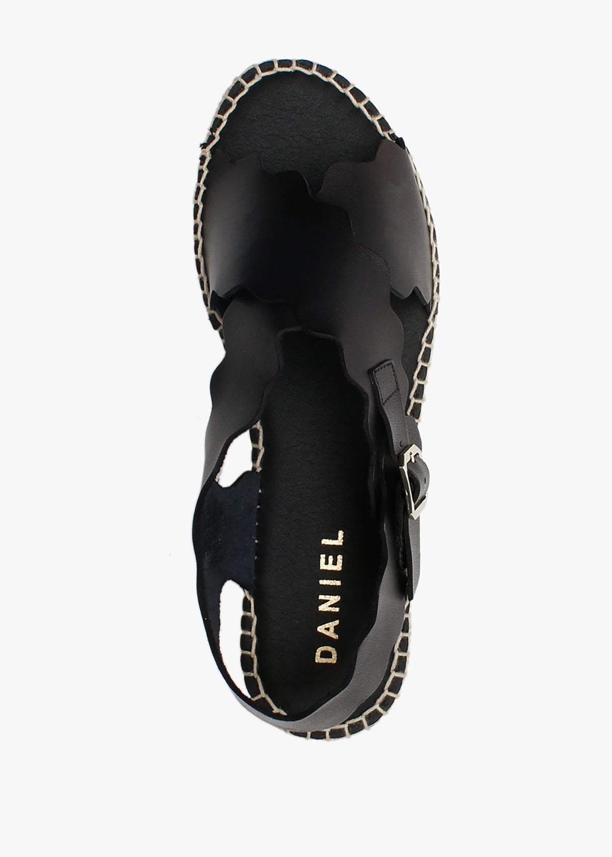 Ifla Black Leather Flatform Espadrille Sandals