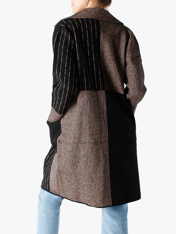 Black Multi Knitted Longline Coat