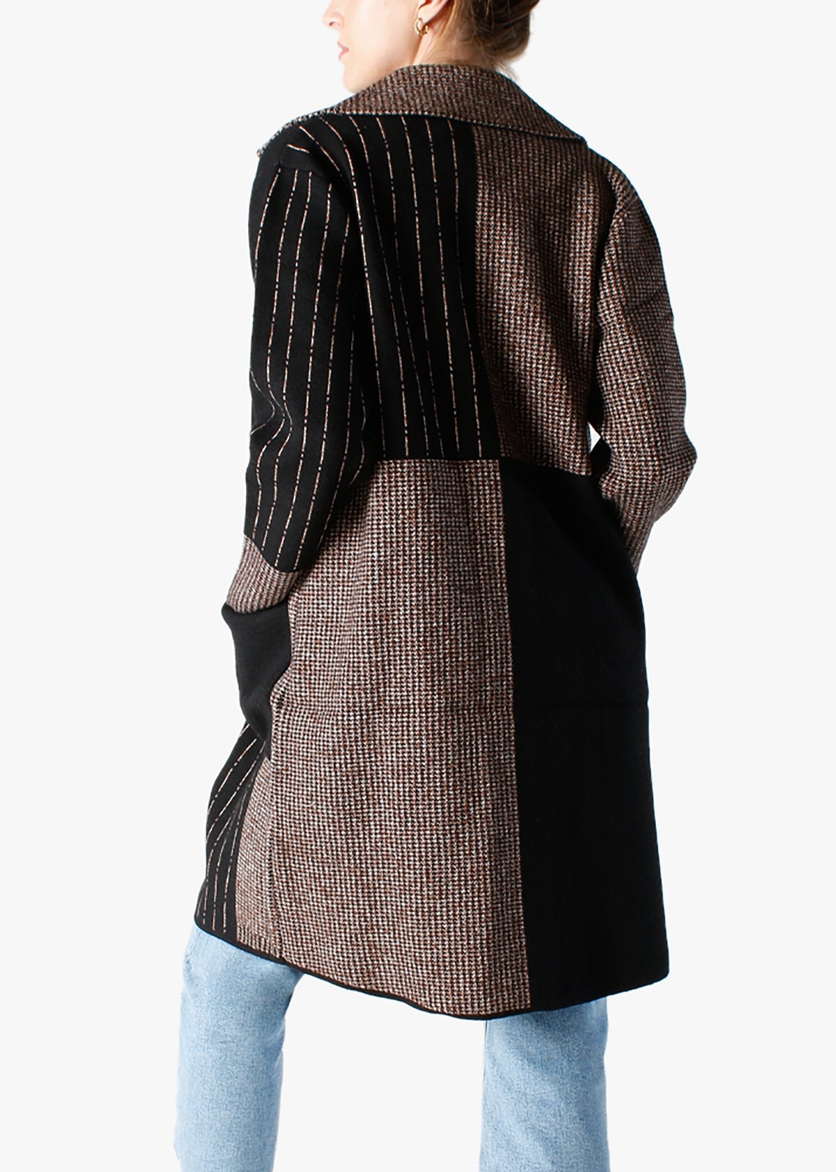 Black Multi Knitted Longline Coat