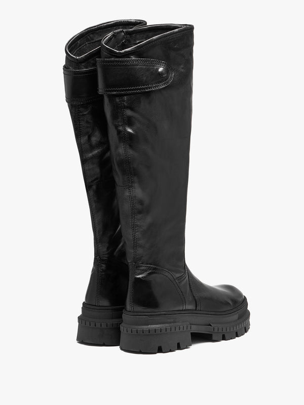 Maisie Black Leather Over The Knee Boots