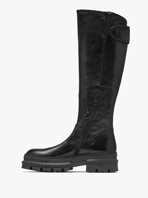 Maisie Black Leather Over The Knee Boots