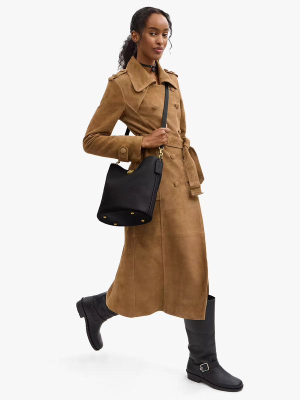 Willow Soft Black Leather Bucket Bag