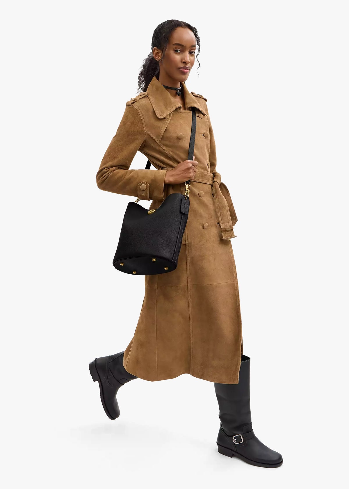 Willow Soft Black Leather Bucket Bag