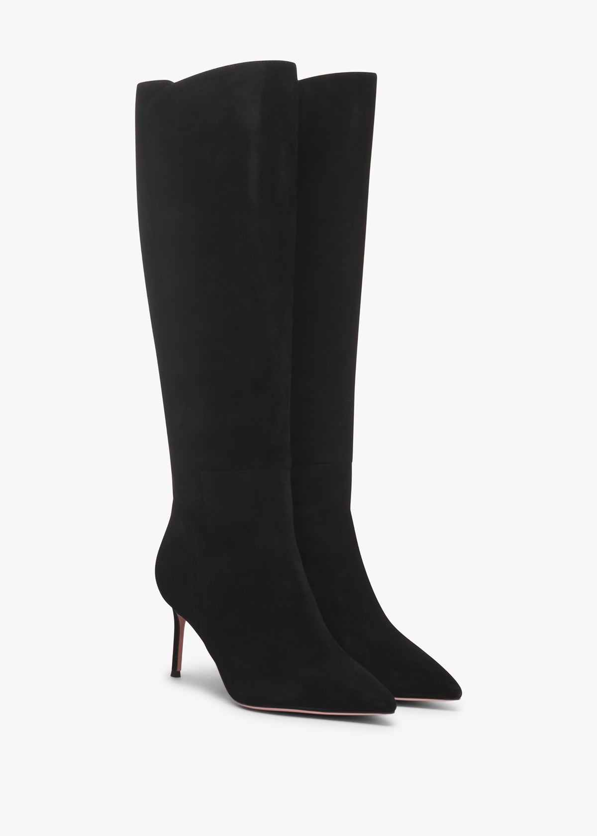 Sylvia Black Suede Heeled Knee Boots