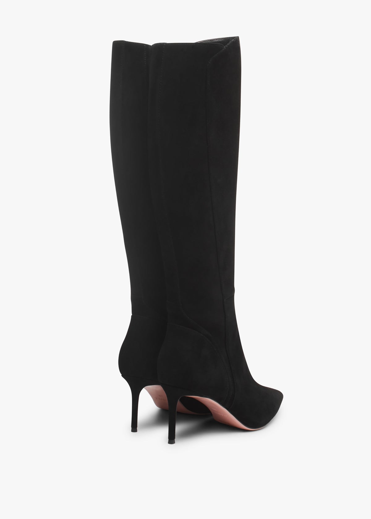 Sylvia Black Suede Heeled Knee Boots