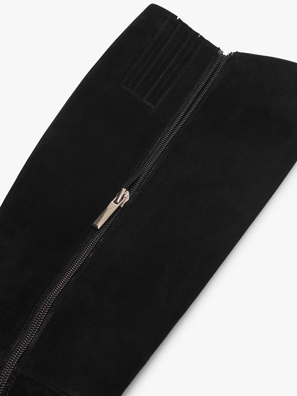 Sylvia Black Suede Heeled Knee Boots