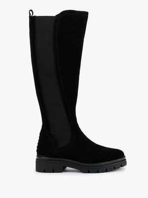 Sanatte Black Suede High Shaft Knee Boots
