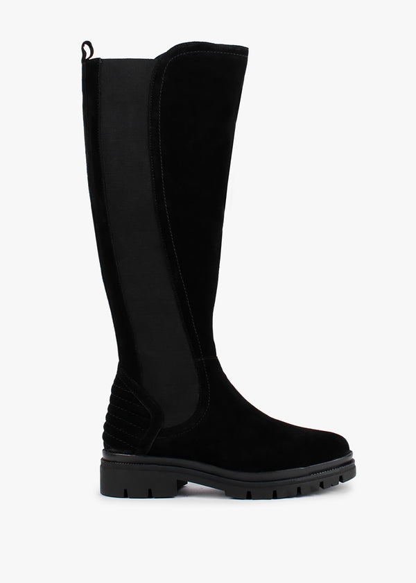 Sanatte Black Suede High Shaft Knee Boots