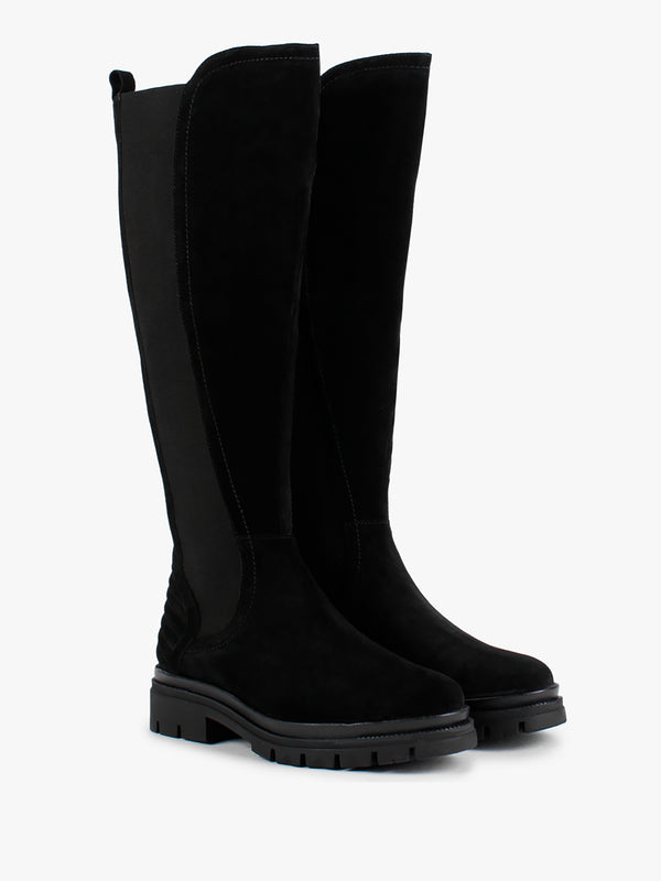 Sanatte Black Suede High Shaft Knee Boots