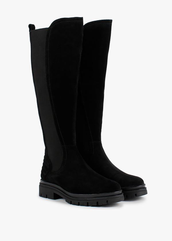 Sanatte Black Suede High Shaft Knee Boots