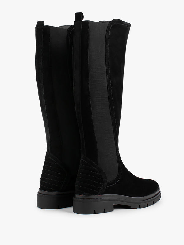 Sanatte Black Suede High Shaft Knee Boots