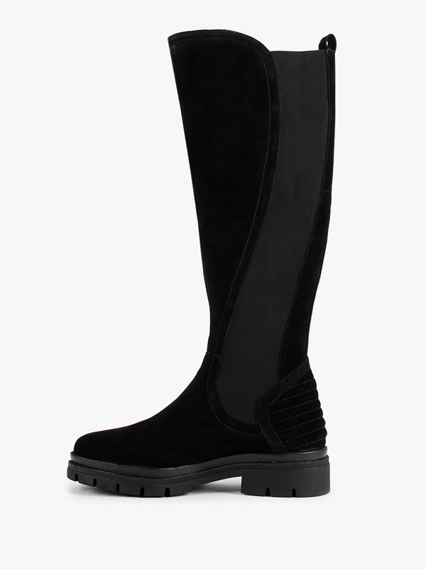 Sanatte Black Suede High Shaft Knee Boots