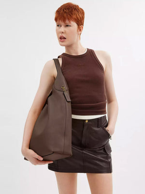 Brooklyn 39 Dark Stone Leather Shoulder Bag