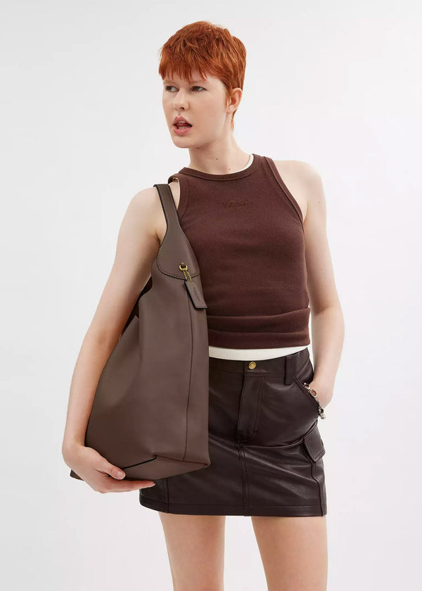 Brooklyn 39 Dark Stone Leather Shoulder Bag