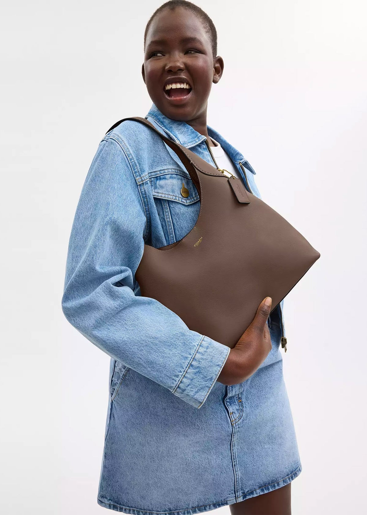 Brooklyn 28 Dark Stone Leather Shoulder Bag