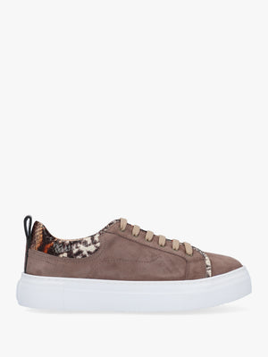Panny Taupe Suede Reptile Trainers