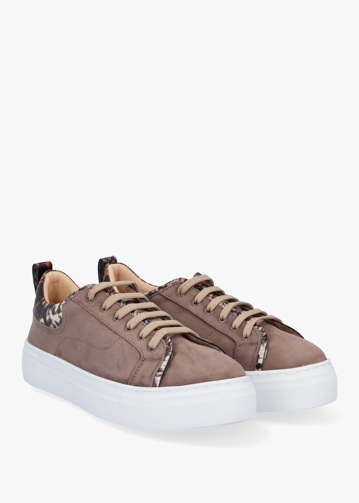 Panny Taupe Suede Reptile Trainers