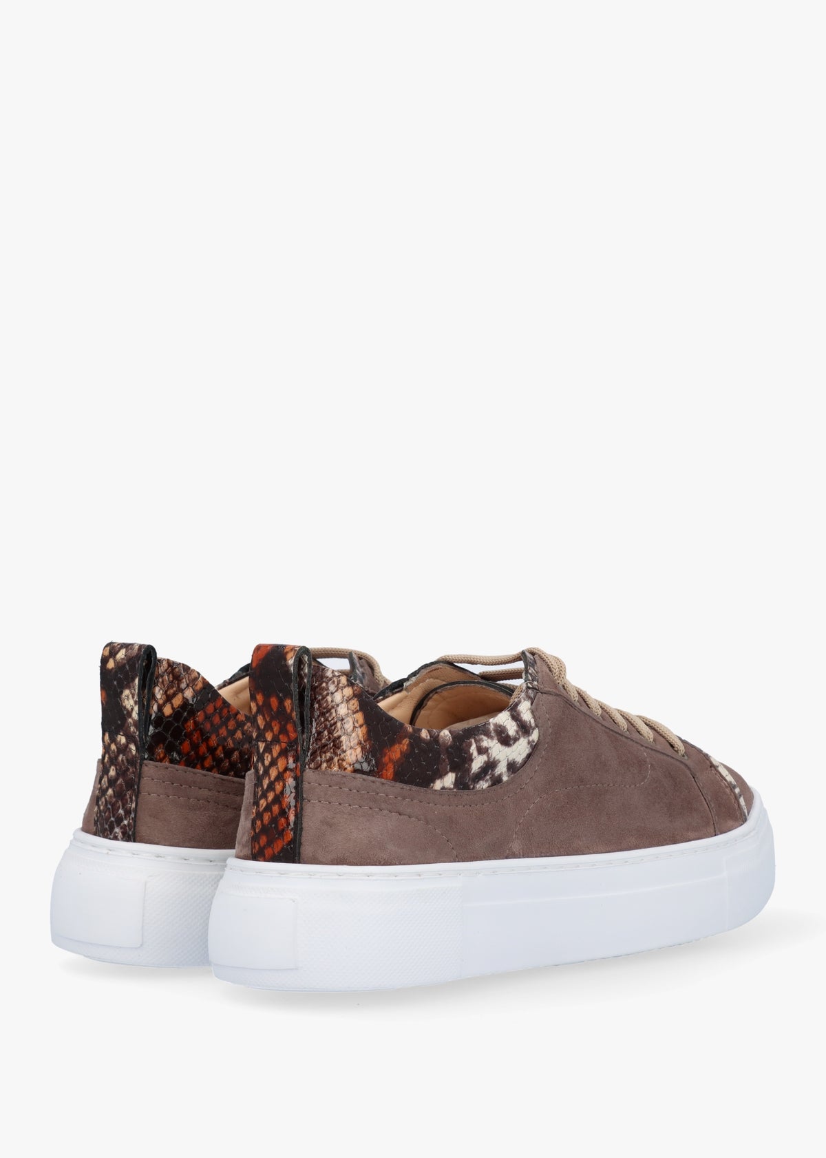 Panny Taupe Suede Reptile Trainers