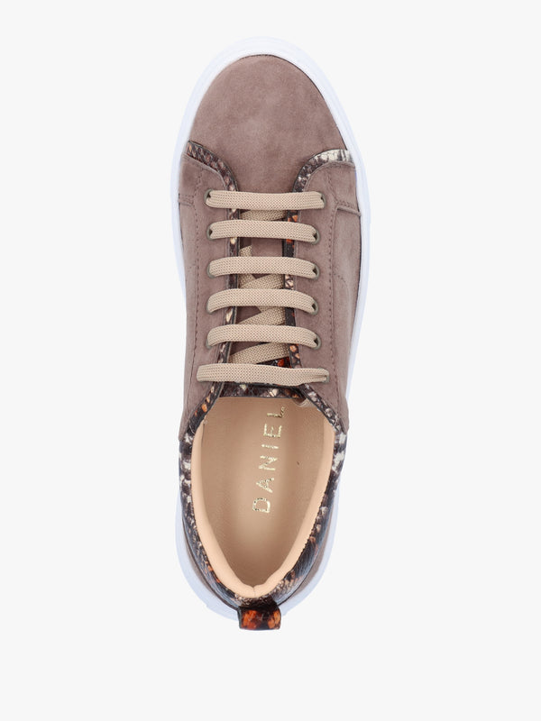 Panny Taupe Suede Reptile Trainers