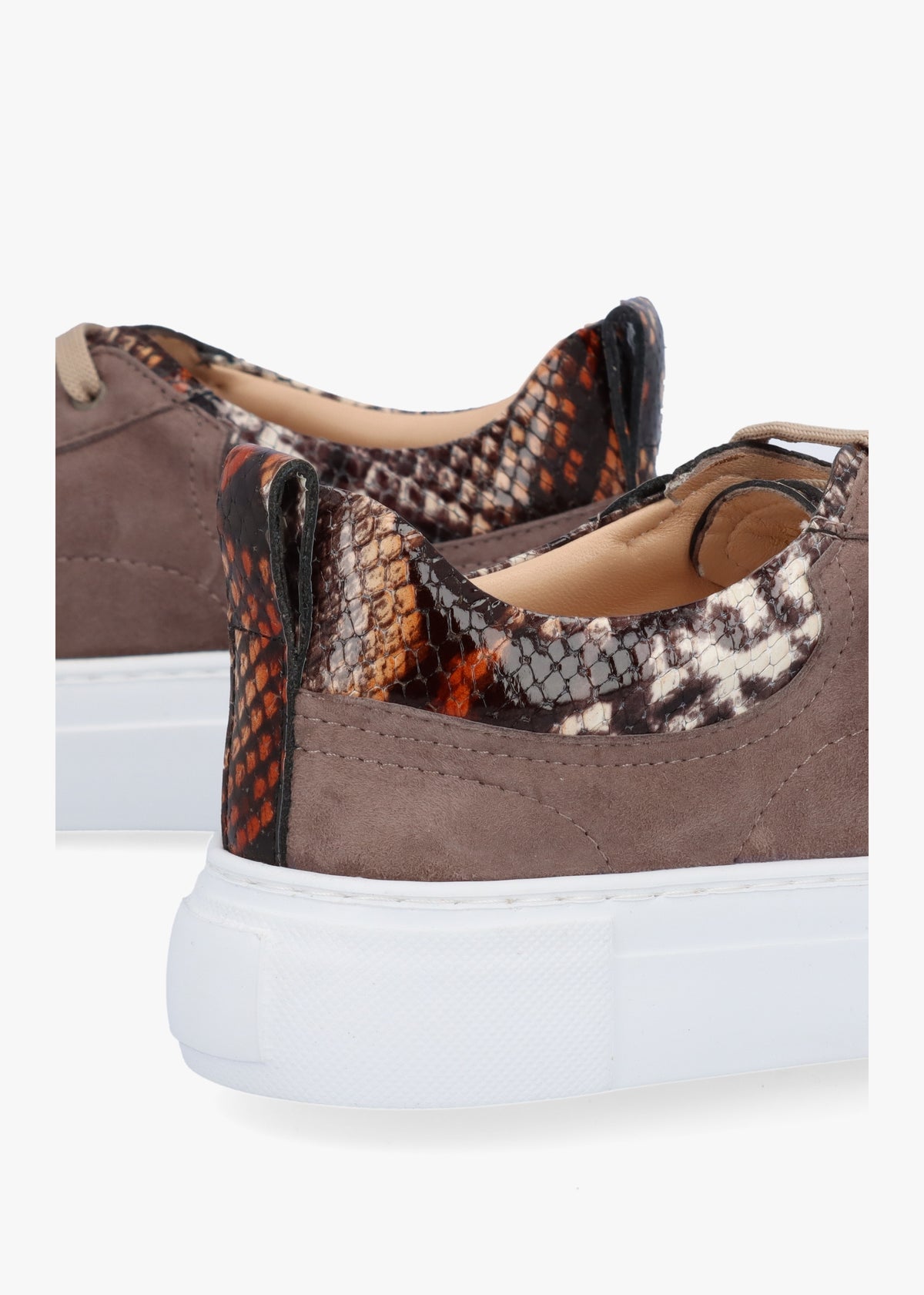 Panny Taupe Suede Reptile Trainers