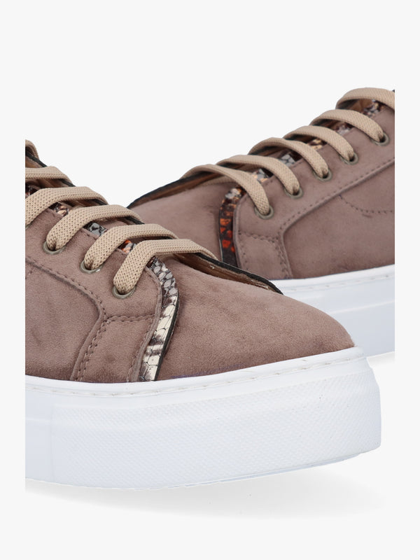 Panny Taupe Suede Reptile Trainers