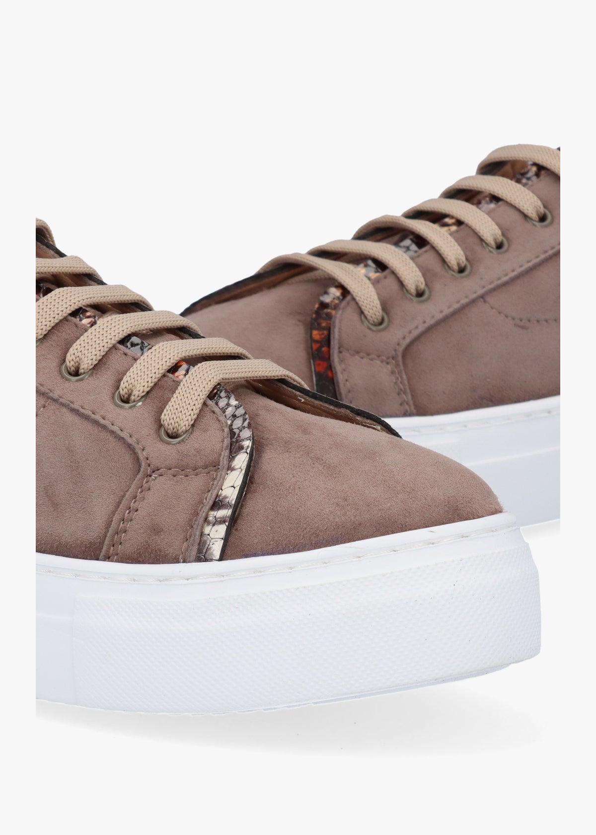 Panny Taupe Suede Reptile Trainers