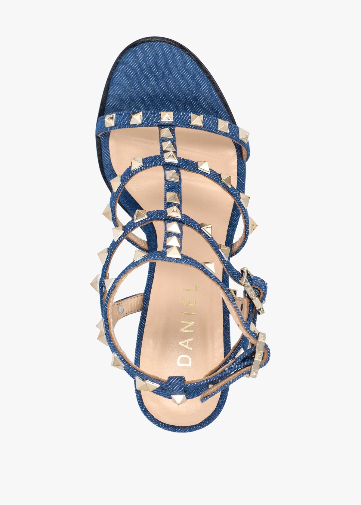 Pitter Denim Studded Block Heeled Sandals