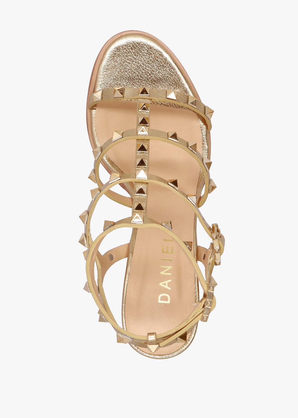Pitter Gold Leather Studded Block Heeled Sandals