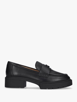 Leah Black Leather Chunky Loafers