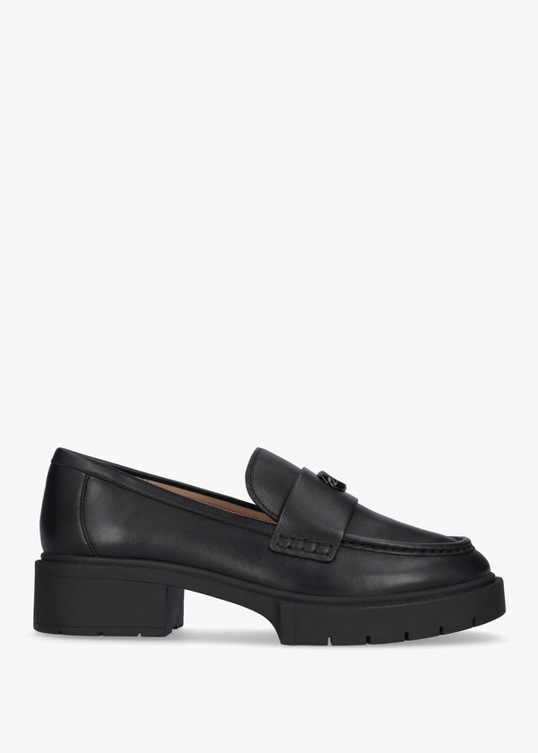 Leah Black Leather Chunky Loafers