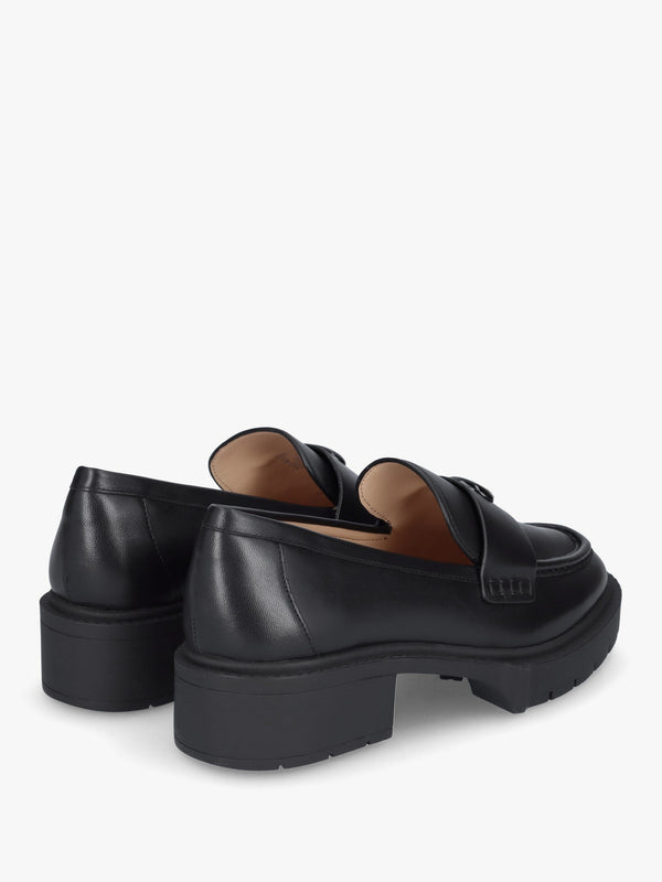 Leah Black Leather Chunky Loafers