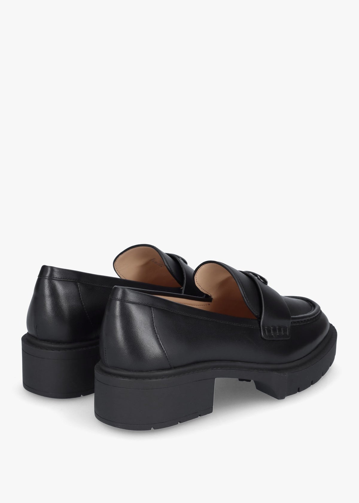 Leah Black Leather Chunky Loafers